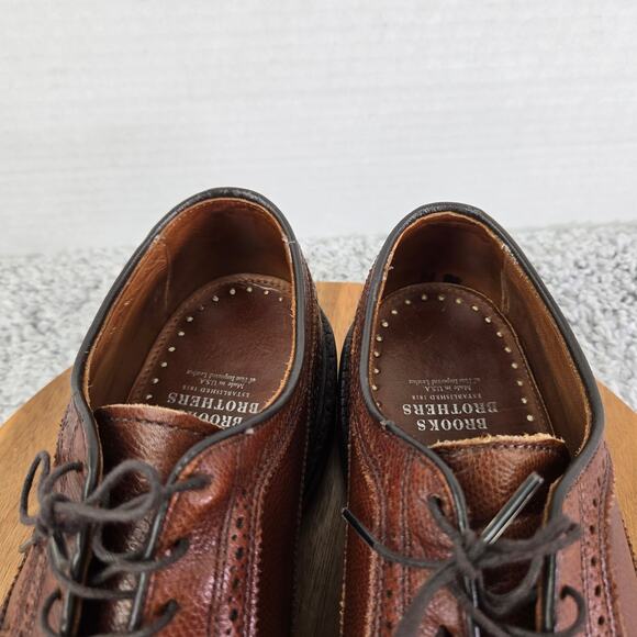 Brooks Brother Brown Wingtip Brogue Medallion Oxford Dress Shoe USA Mens 10.5 D - Picture 12 of 14